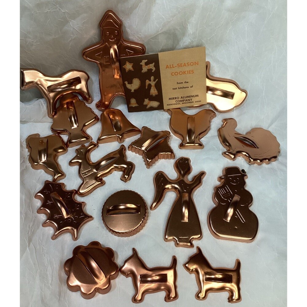 Mirro Aluminum Company 17 Copper Color Cookie Cutters Christmas Animals Holiday